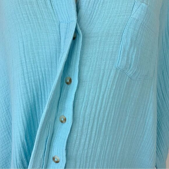 NorthStyle 100% Cotton Gauze Double-Cloth Button Front Blue Tunic Size 1X NWT - Picture 5 of 10